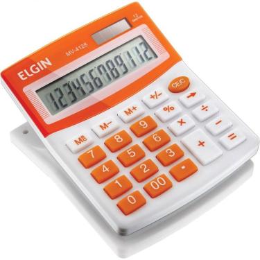 Imagem de Calculadora De Mesa Visor - Alimentação Solar E Bateria - Blister Mv4128 Laranja