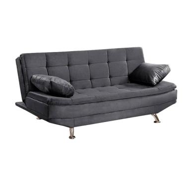 Imagem de Sofá Cama Valencia 3 Lugares Reclinável Veludo Cinza - Star Confort Cinza