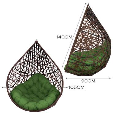 Imagem de Cadeira Balanço Ninho Suspenso Gota Tramado C- Almofada Impermeável Acesse Móveis Tabaco-verde