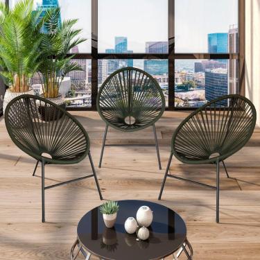 Imagem de Conjunto 3 Cadeiras Para Area Externa Acapulco Aço Carbono Verde