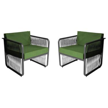 Imagem de Conjunto 2 Poltronas área Externa Corda Náutica Santiago Preto-verde