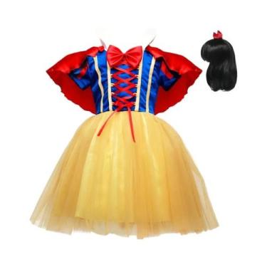 Imagem de Fantasia De Princesa Branca De Neve Para Meninas Com Capa, Roupa De Fe