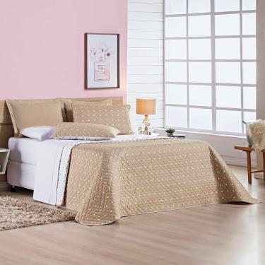 Imagem de Kit Cobre Leito Celine Casal King Dupla Face Micropercal 200 Fios 03 Peças - Cáqui