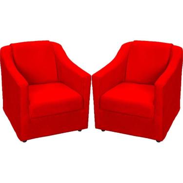 Imagem de Kit 2 Poltronas Mila Pé De Plástico Cromado - Vermelho Suede