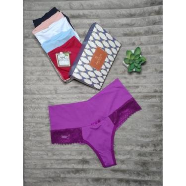 Imagem de kit 3 Calcinhas Fio Cós Alto Modeladora tanga Fio Dental Duplo. linger