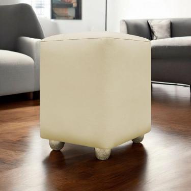 Imagem de Puff Decorativo Quadrado Penteadeira Urban - Bege-Bege Corino