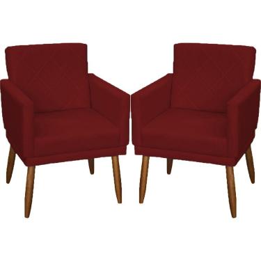 Imagem de Kit 2 Poltronas Decorativa Para Sala Recepção Beatriz Suede Cores Pé Palito Castanho
