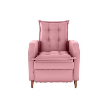 Imagem de Poltrona Amamentação Luxo Reclinável Com Assento Confortável Yaris Matrix Veludo Turkey Rosa