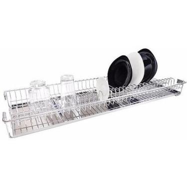 Imagem de Escorredor Pratos Embutir Fixo 67cm Bandeja Jomer Inox 3071, Inox