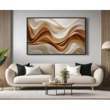 Imagem de Quadros Decorativos com Moldura Abstrato Curvas 3D para Sala Quarto e 
