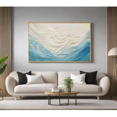 Imagem de Quadros Decorativos com Moldura Moderno Azul Bege para Sala Quarto e E