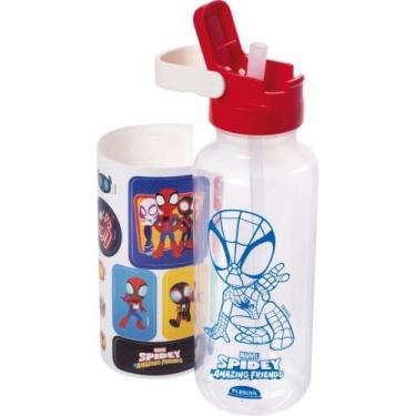 Imagem de Garrafa Plástica Spidey com Tampa Automática 600ML - Plasutil