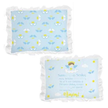 Imagem de 1 Travesseiro Bebê ul Oração Anjinho Da Guarda Luxo Babado - Incomfral