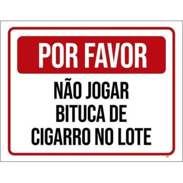 Imagem de Kit 5 Placa Acm Não Jogar Bituca Cigarro No Lote 18X23 - Sinalizo