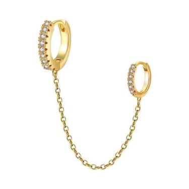 Imagem de Conjunto De Brincos De Argola Dupla Em Aço Inoxidável Com Zircônia, Pi