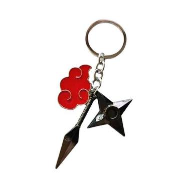 Imagem de Pingente Chaveiro Kunai Shuriken Ninja Akatsuki Red Cloud Konoha Acess