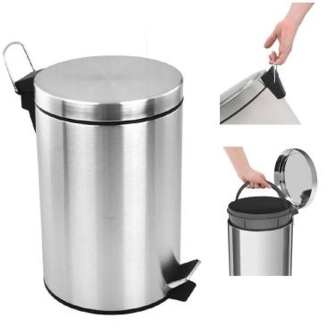 Imagem de Lixeira Inox 12l Com Pedal E Tampa Cesto De Lixo Para Cozinha E Banheiro