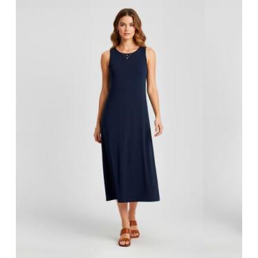 Imagem de Vestido Feminino Midi Infinita Cor Azul, GG, Azul
