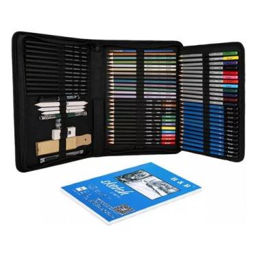 Imagem de Kit de desenho H & B 71 peças de lápis profissional com bolsa - J-One