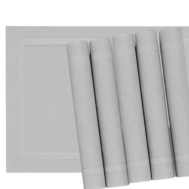 Imagem de Jogo 6 Lugar Americano Retangular Mesa Pvc Cinza Claro Executivo 30x45cm Em Casa Tem