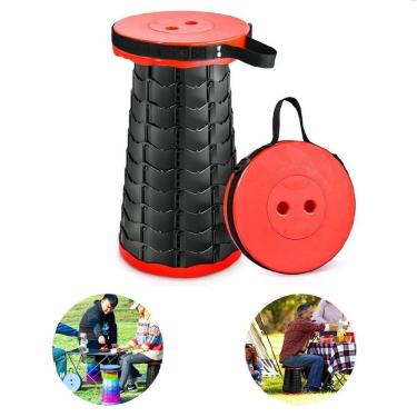 Imagem de BANCO DOBRAVEL RETRATIL COM ALCA vermelho CADEIRA PORTATIL PARA PRAIA ACAMPAMENTO PESCA FILA USO DE CRIANCA ADULTO OU ID