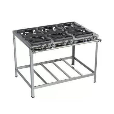 Imagem de Fogão Industrial 6 Bocas 30x30 Inox Top Metalmaq