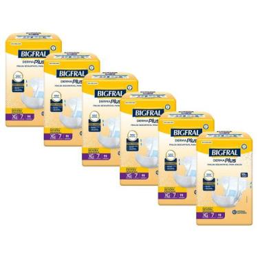 Imagem de Kit 6 Fraldas Geriátricas Bigfral Derma Plus XG com 7un cada