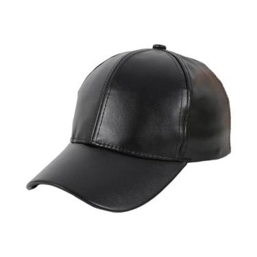 Imagem de Boné De Beisebol Unissex Impermeável Em PU Com Aba Curva, Cor Pura, De