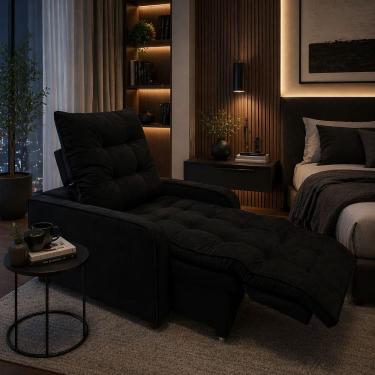 Imagem de Poltrona Graça Cadeira Papai Mamãe Idoso Reclinável e Retrátil Preto