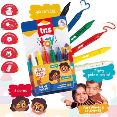 Imagem de Pintura Facil Giz de Rosto Infantil 6 Cores Lavável - TRIS