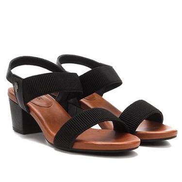 Imagem de Sandália Couro Usaflex Salto Grosso Tiras Elásticas Feminina-Feminino