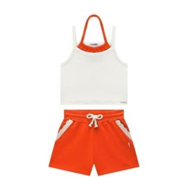 Imagem de Conjunto Blusa Cropped/Short Marrom Em Moletinho Nina Go-Feminino