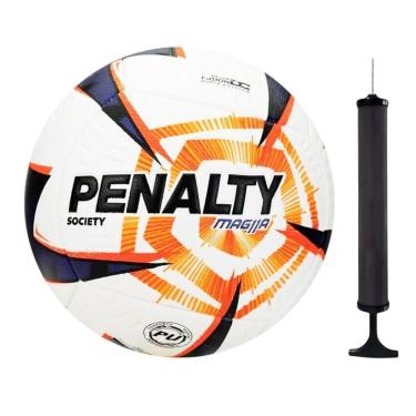 Imagem de Kit Bola Society Penalty MAG11A R2 XXVI + Bomba de Ar - Branco e Roxo Único-Unissex