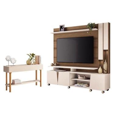 Imagem de Estante Home Theater Virtus Castanho Off White Com Aparador Fiero Off 