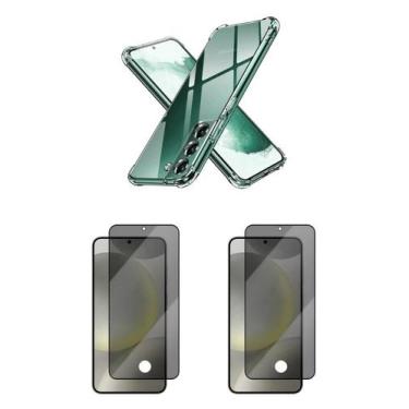 Imagem de 2UN Películas 3D Vidro Privativa + Capa Silicone TPU Samsung Galaxy S2