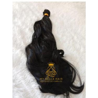 Imagem de Aplique de Cabelo Fibra Russa Tela Semi Humano Natural 60cm Liso Casta