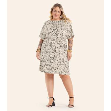 Imagem de Vestido Feminino Curto Estampado Secret Glam Bege, Plus G4, Bege