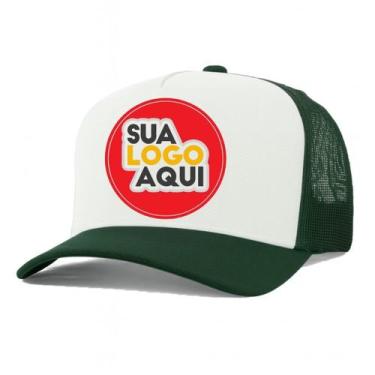 Imagem de Kit 4 Bonés Personalizados DTF Trucker Redinha Tela Aba Curva Cor:Verd