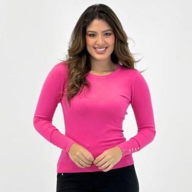 Imagem de Blusa de Lã Dyordhana Básica Gola Redonda Feminina, GG, Rosa pink