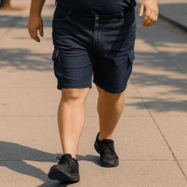 Imagem de Bermuda Masculina Plus Size Cargo Jeans com Elastano Cós Tradicional -