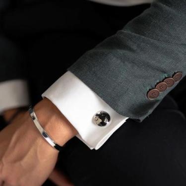 Imagem de Bracelete aço inoxidável masculino pulseira masculina regulável/ prese