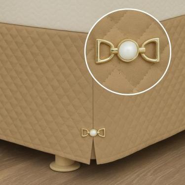 Imagem de Saia Box cama bau Queen Matelada Com Pingente - Rafaloro, Cáqui