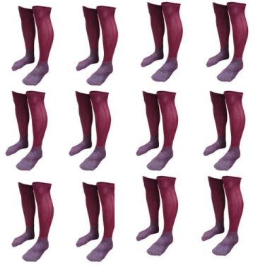 Imagem de Meião De Futebol Delfia Adulto Kit com 12 Pares, Vinho, Único