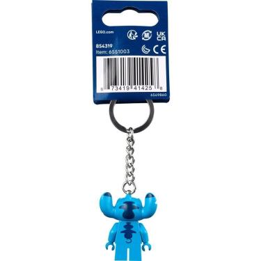 Imagem de Chaveiro Stitch Minifigura Disney Corrente de Metal Azul Lego