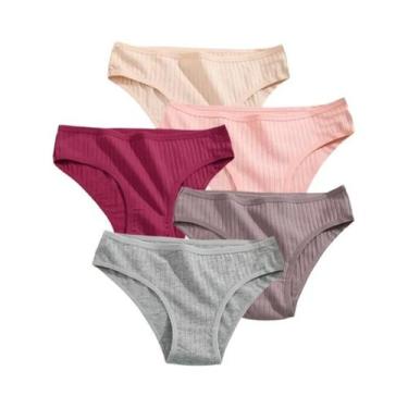 Imagem de Conjunto De Calcinhas De Algodão Femininas Lingerie Sexy Em Cores Sóli
