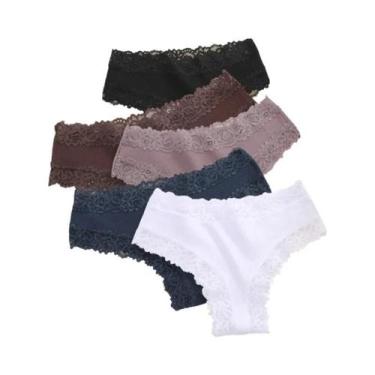 Imagem de Conjunto De Calcinhas Sem Costura De Algodão Com Renda Para Mulheres p