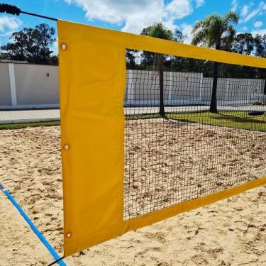 Imagem de Rede Multiuso Zaka Volei Beach Futevolei com banda lateral Amarela 9,6