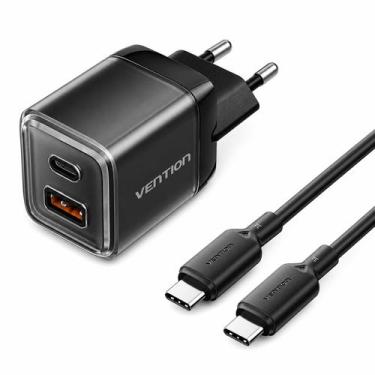 Imagem de Fonte Parede Carregador Turbo 30w Duplo Usb +Cabo PD Vention, Bivolt