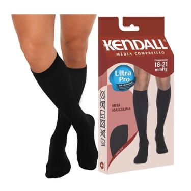 Imagem de Meia 3/4 de Média Compressão Masculina Kendall 18-21 Pé Fechado Preta,