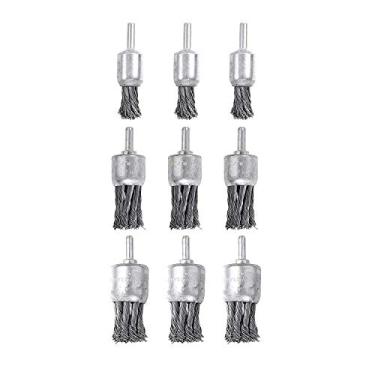 Imagem de Pacote com 9 pincéis para rodas de arame, tamanhos 0,8" 1" 1,2", Mixiflor com nó e escova de ponta de arame, para remoção de tinta, descoloração. Moedor de ângulo rápido, fácil de usar – Pneumático – 6,3 cm